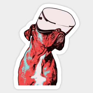 Boxer Dog Wearing VR Headset Sticker